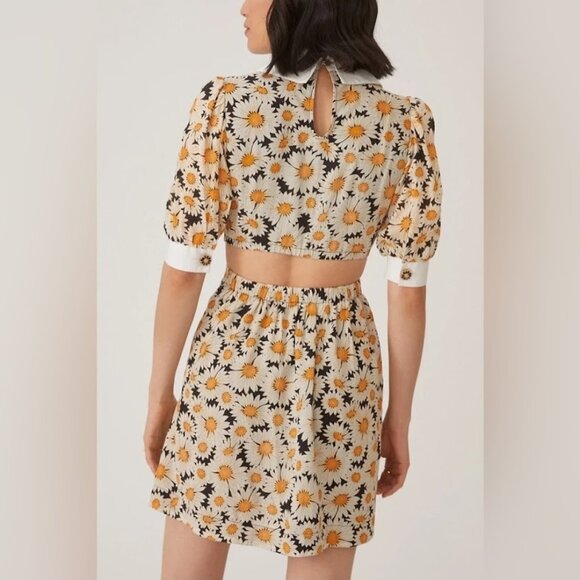 Anthropologie Maeve Puff Sleeve Printed Cutout Mini Dress Size s - Picture 3 of 16